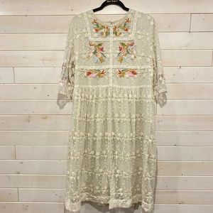 Lace covered lined embroidered dress